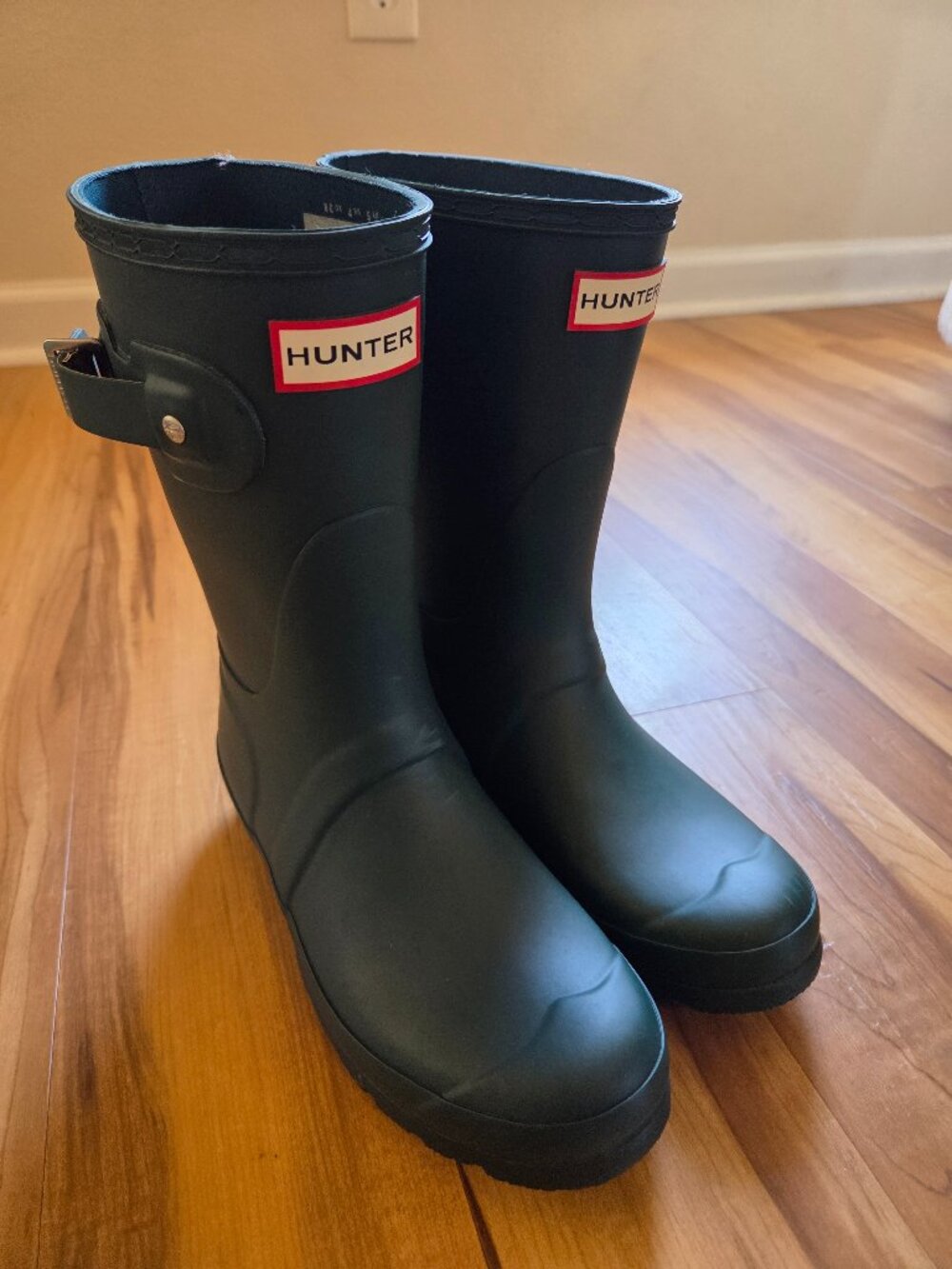 Hunter Dark Green Short Rain Women's Boots Size 7
